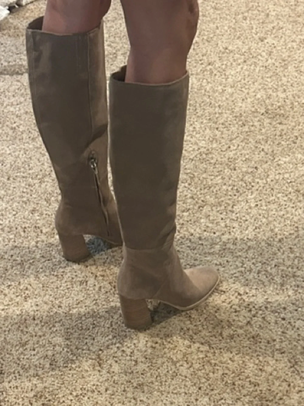 Dolce Vita Taupe Knee-High Suede Block Heel Boots